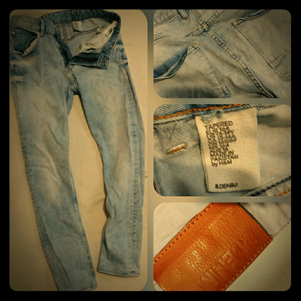 Acid washed/bleached slim fit jeans
